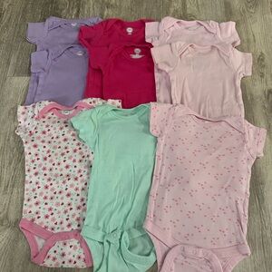 Assorted Baby Girls One-Piece Bodysuits - Pastel Pink, Lavender, Mint & Floral